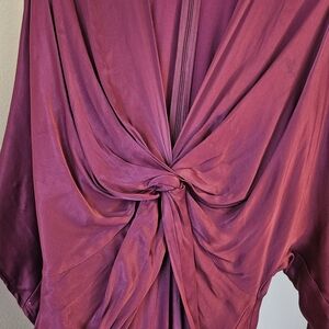 Zara Burgundy Silk Draped Dress